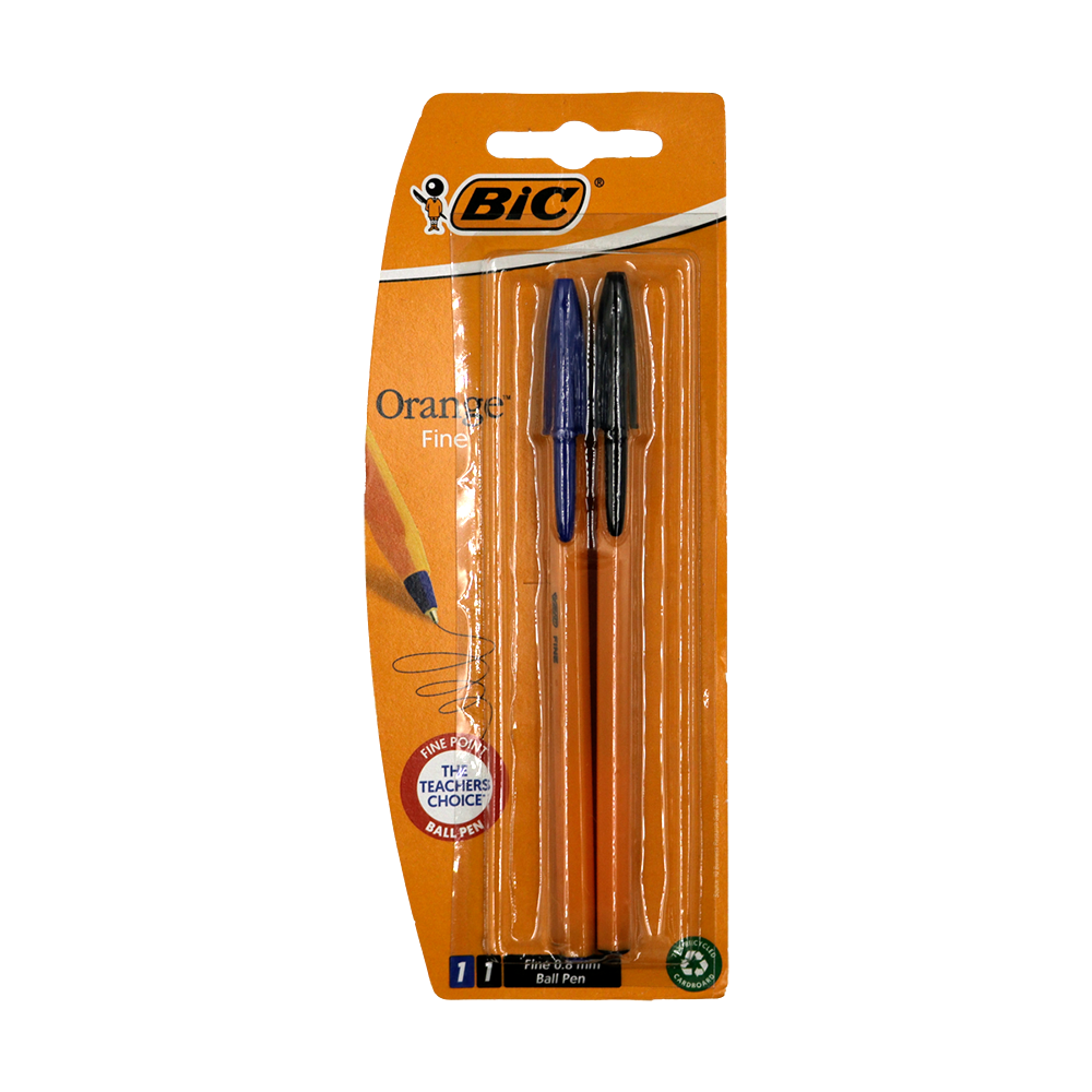 Stylo bille 2 pièces Orange Original (noir & bleu) Bic