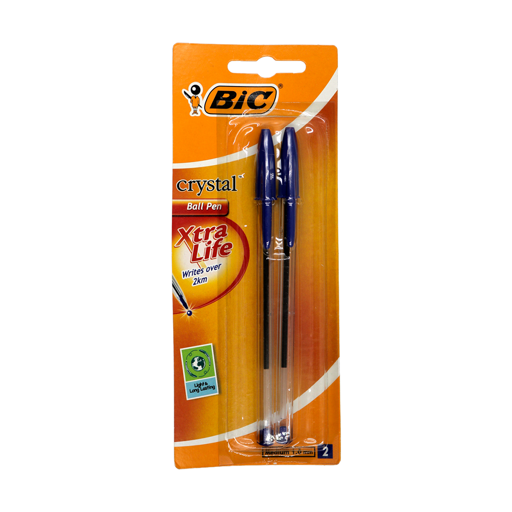 Stylo bille bleu Bic Crystal 2Up 2 pièces