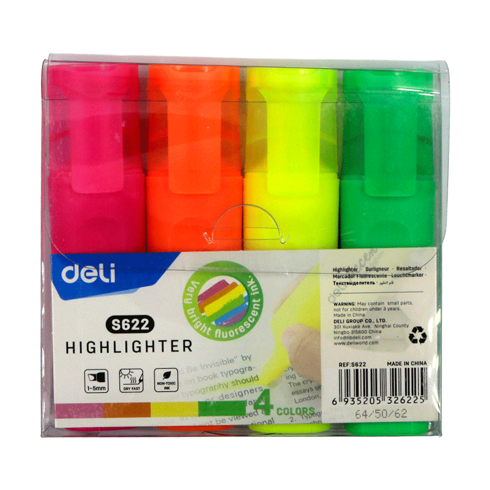 Surligneurs Deli Highlighters 4 pièces