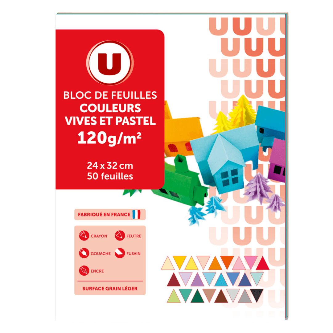 Bloc de papier à dessin uni 24 × 32 cm - 50 feuilles