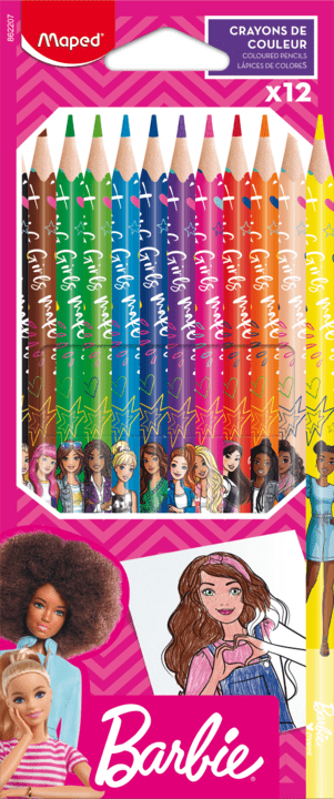 Crayons de couleur Barbie 12 couleurs