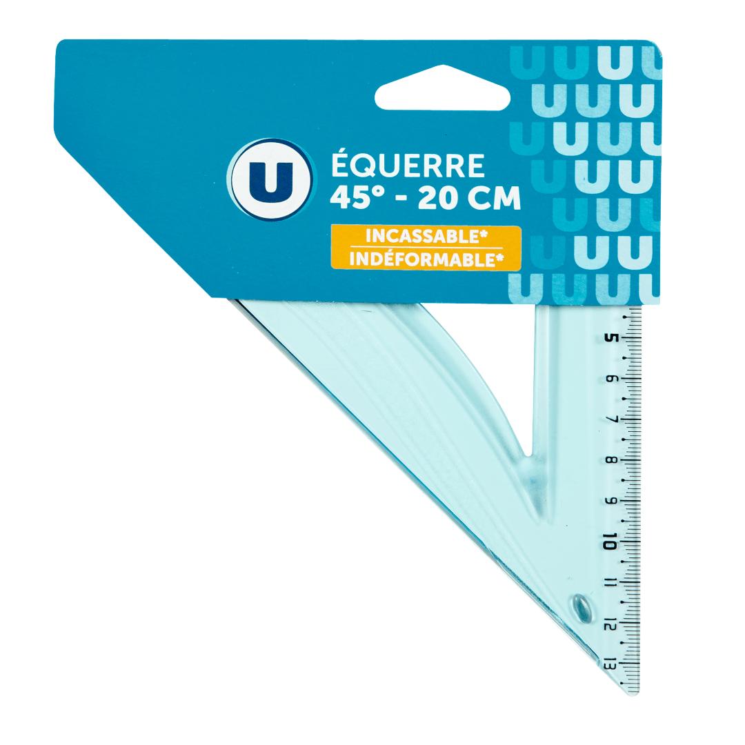 Équerre 45 degrés à bord biseauté 20 cm