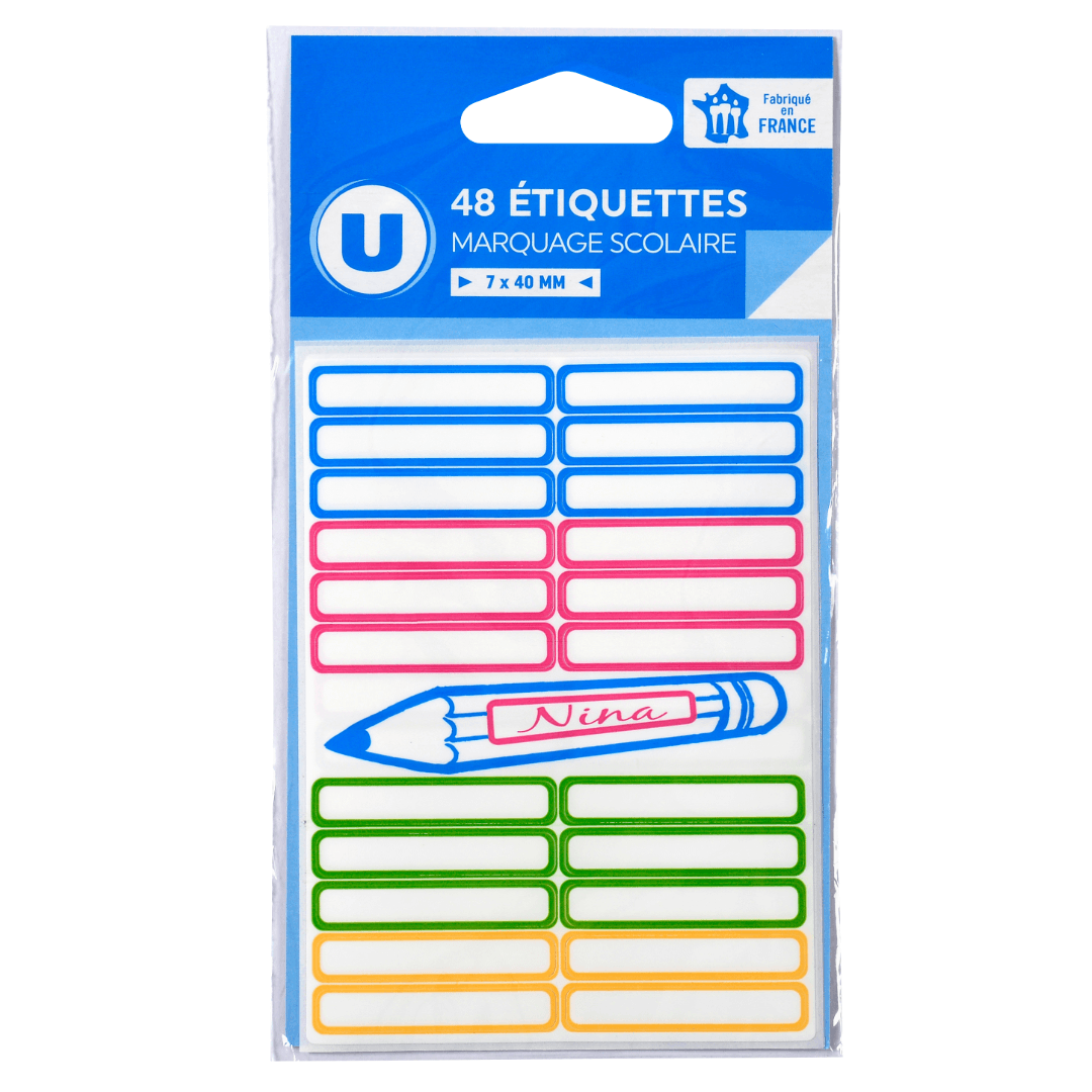 Étiquettes de marquage scolaire 7 × 40 mm - 48 pièces